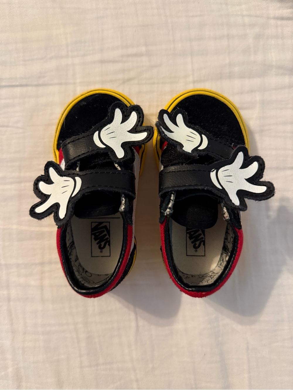 Vans Kids Black, Yellow & Red Mickey Hand Velcro Sneakers